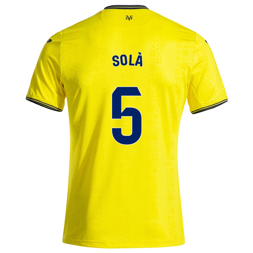 Gyermek Arnau Solà #5 Sárga Fekete Hazai Jersey 2024/25 Mez Póló Ing