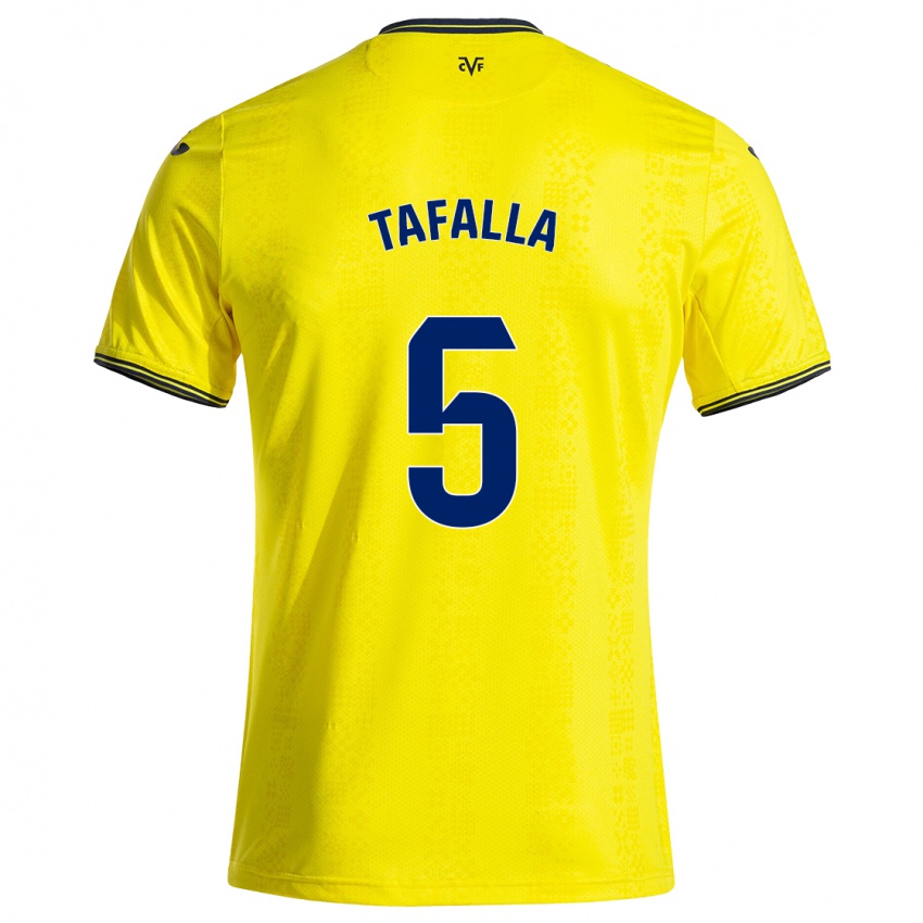 Gyermek Fran Tafalla #5 Sárga Fekete Hazai Jersey 2024/25 Mez Póló Ing