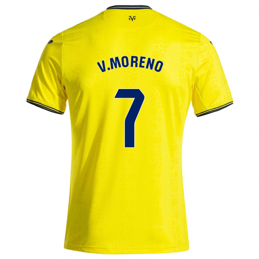 Gyermek Víctor Moreno #7 Sárga Fekete Hazai Jersey 2024/25 Mez Póló Ing