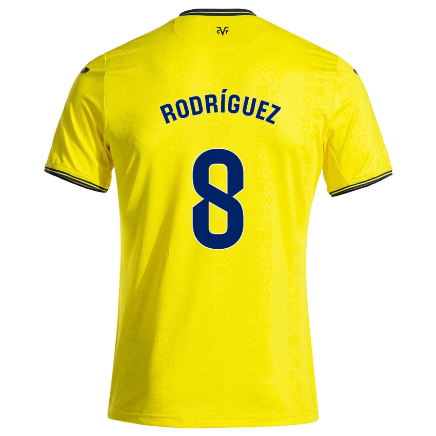 Gyermek Unai Rodríguez #8 Sárga Fekete Hazai Jersey 2024/25 Mez Póló Ing