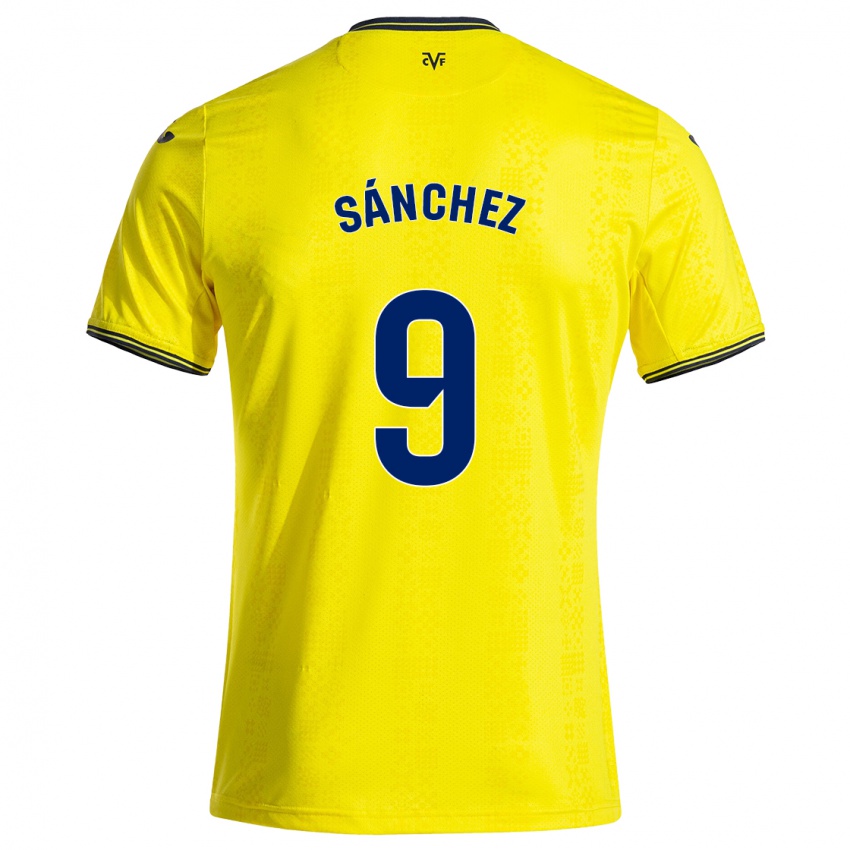 Gyermek Edu Sánchez #9 Sárga Fekete Hazai Jersey 2024/25 Mez Póló Ing