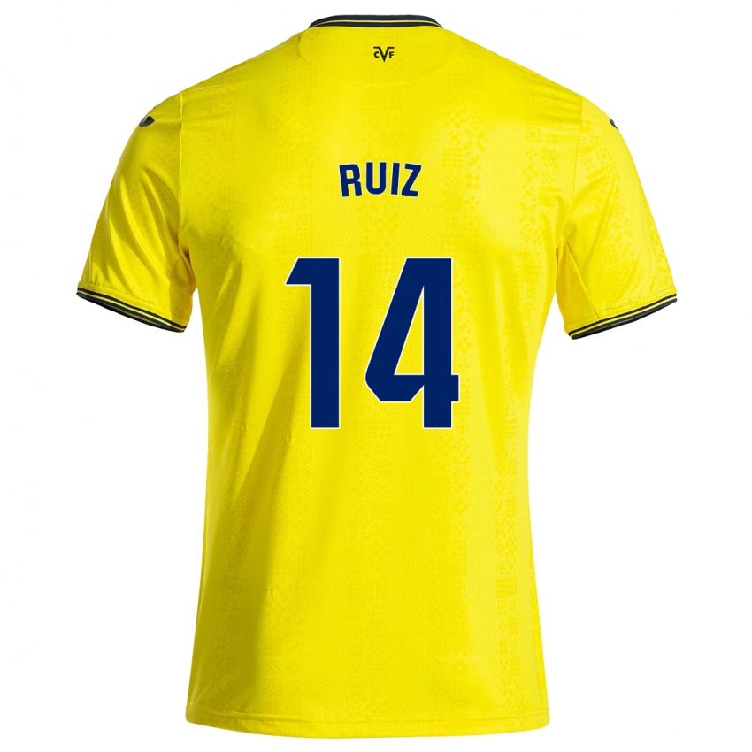 Gyermek Adri Ruiz #14 Sárga Fekete Hazai Jersey 2024/25 Mez Póló Ing