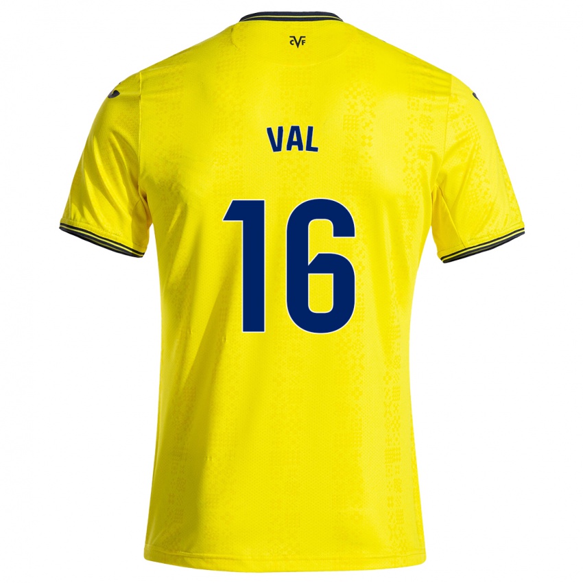 Gyermek Brais Val #16 Sárga Fekete Hazai Jersey 2024/25 Mez Póló Ing