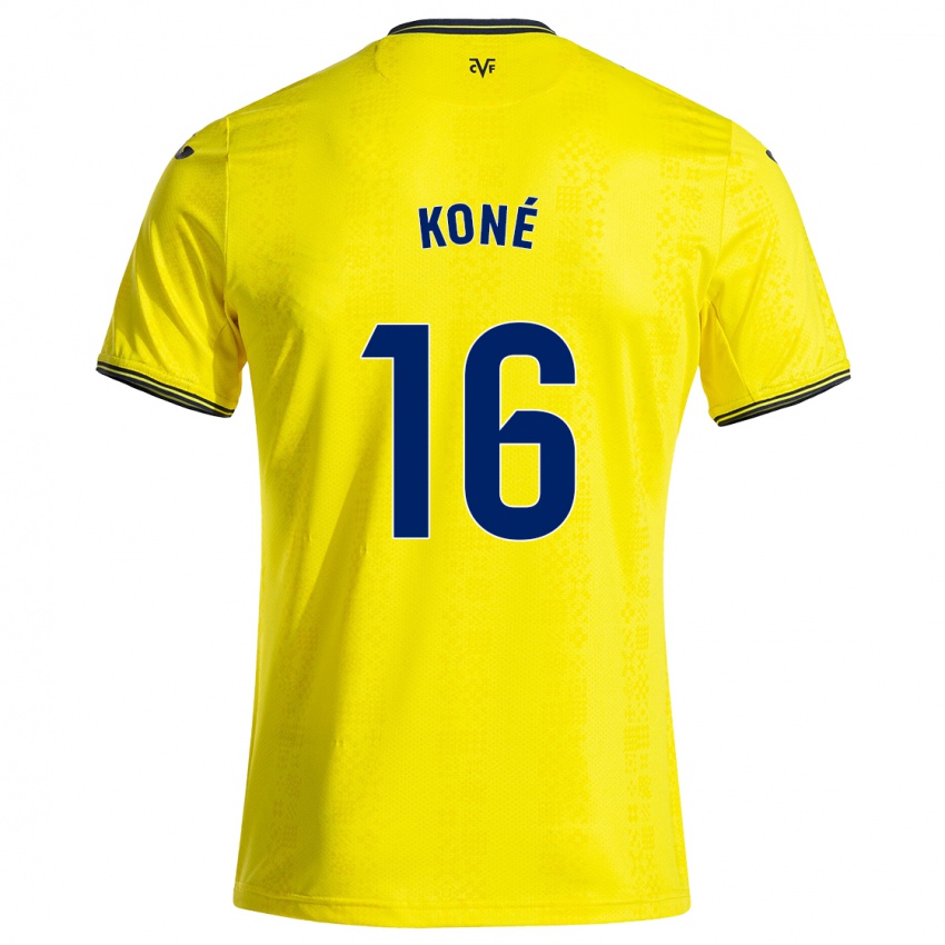 Gyermek Ayouba Koné #16 Sárga Fekete Hazai Jersey 2024/25 Mez Póló Ing