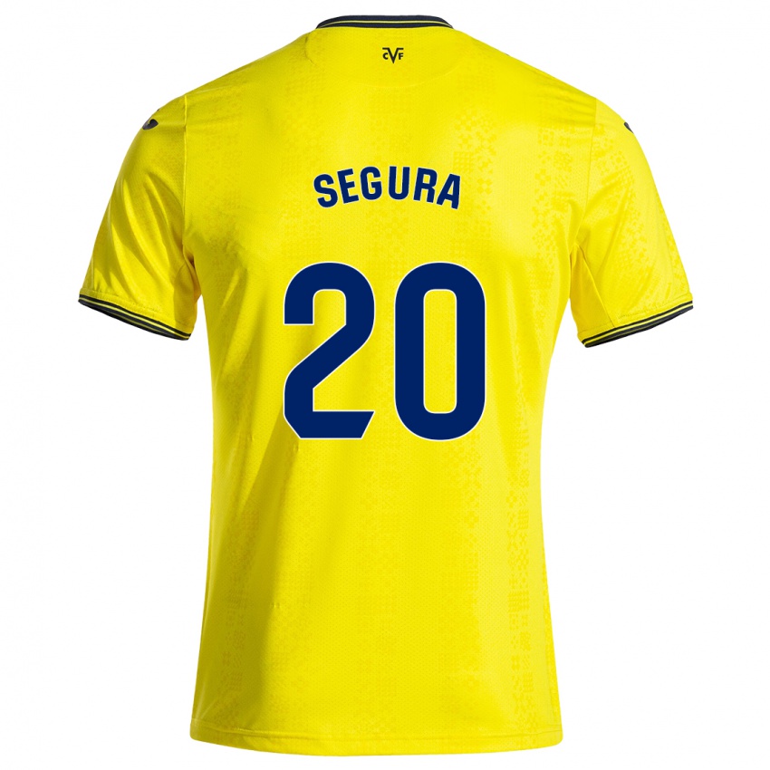 Gyermek Carlos Segura #20 Sárga Fekete Hazai Jersey 2024/25 Mez Póló Ing