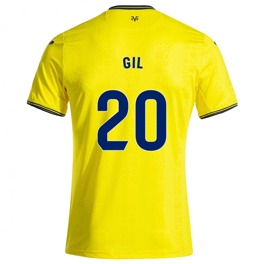 Gyermek Mario Gil #20 Sárga Fekete Hazai Jersey 2024/25 Mez Póló Ing