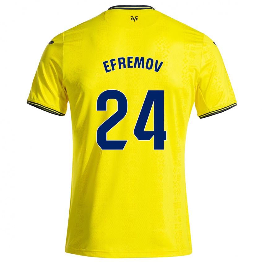 Gyermek Anton Efremov #24 Sárga Fekete Hazai Jersey 2024/25 Mez Póló Ing