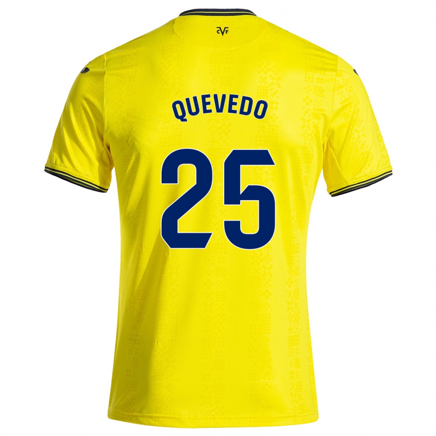 Gyermek Alex Quevedo #25 Sárga Fekete Hazai Jersey 2024/25 Mez Póló Ing