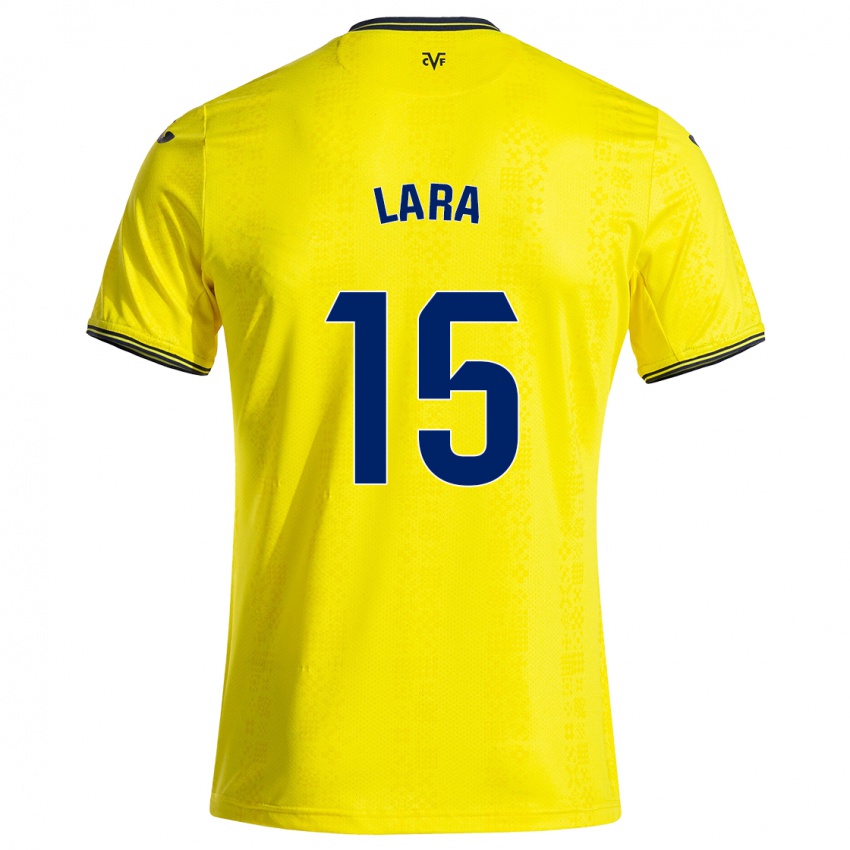 Gyermek Francisca Lara #15 Sárga Fekete Hazai Jersey 2024/25 Mez Póló Ing