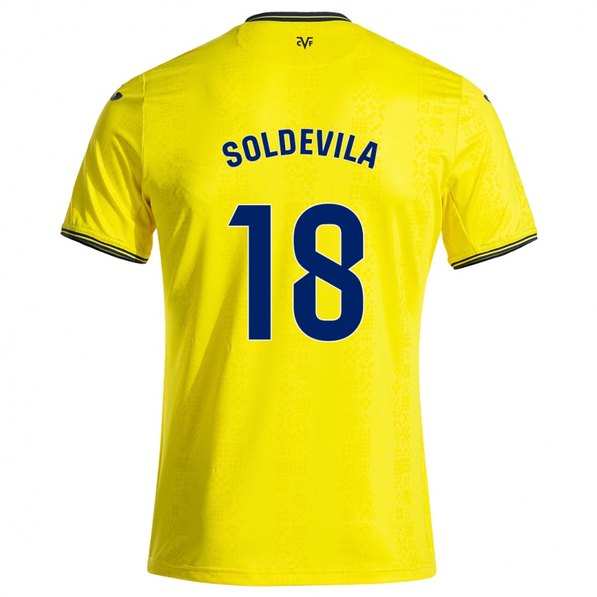 Gyermek Paola Soldevila #18 Sárga Fekete Hazai Jersey 2024/25 Mez Póló Ing