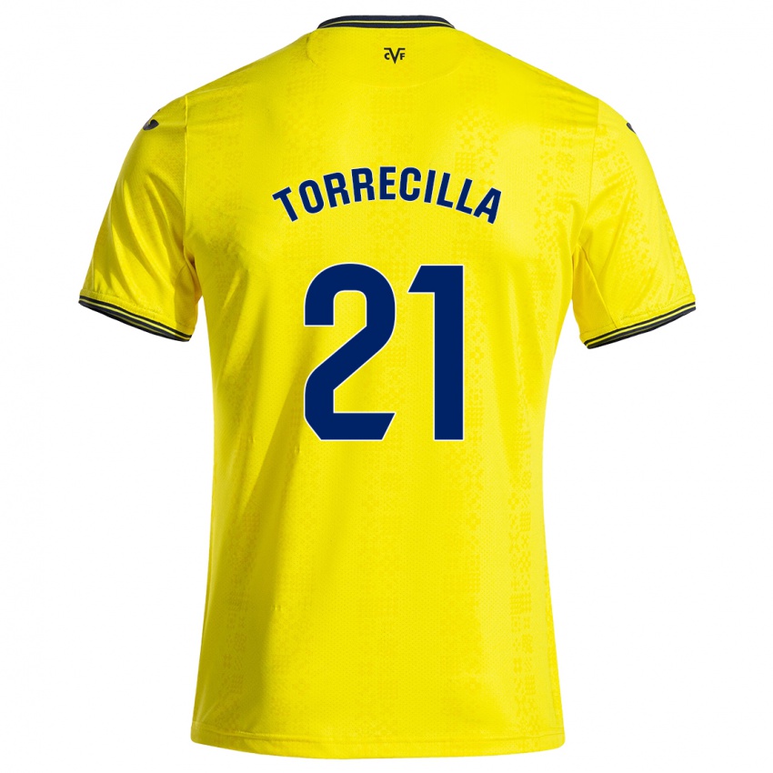 Gyermek Virginia Torrecilla #21 Sárga Fekete Hazai Jersey 2024/25 Mez Póló Ing