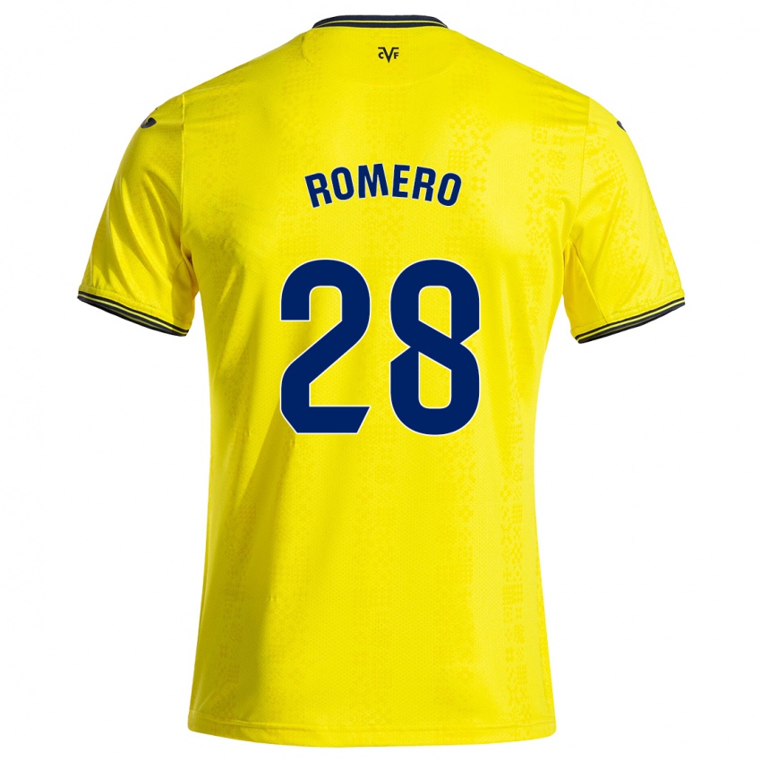 Gyermek María Romero #28 Sárga Fekete Hazai Jersey 2024/25 Mez Póló Ing