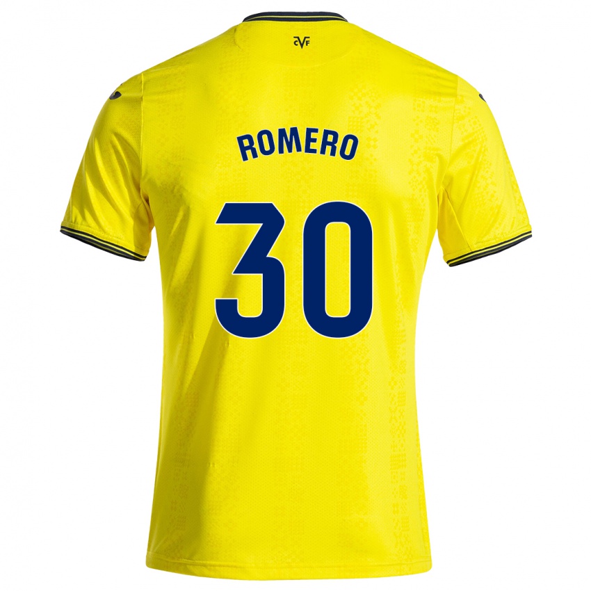 Gyermek Lucía Romero #30 Sárga Fekete Hazai Jersey 2024/25 Mez Póló Ing