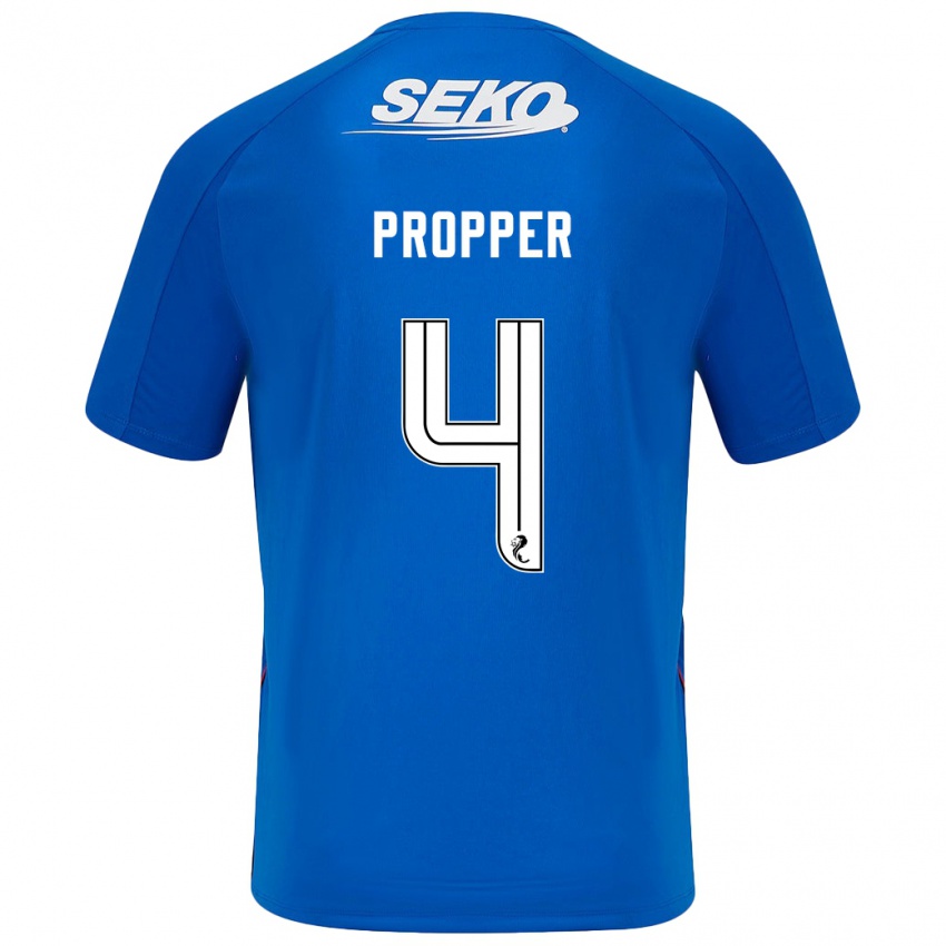 Gyermek Robin Pröpper #4 Sötétkék Hazai Jersey 2024/25 Mez Póló Ing