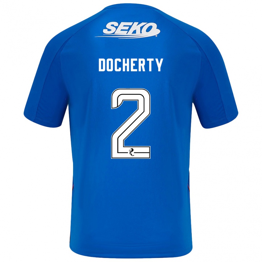 Gyermek Nicola Docherty #2 Sötétkék Hazai Jersey 2024/25 Mez Póló Ing