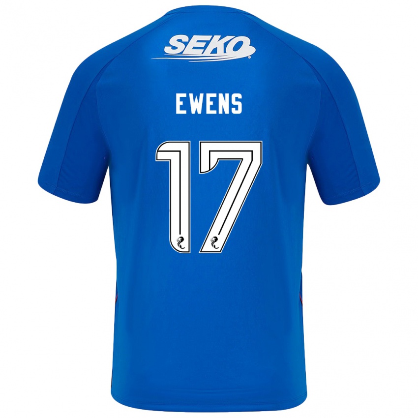 Gyermek Sarah Ewens #17 Sötétkék Hazai Jersey 2024/25 Mez Póló Ing