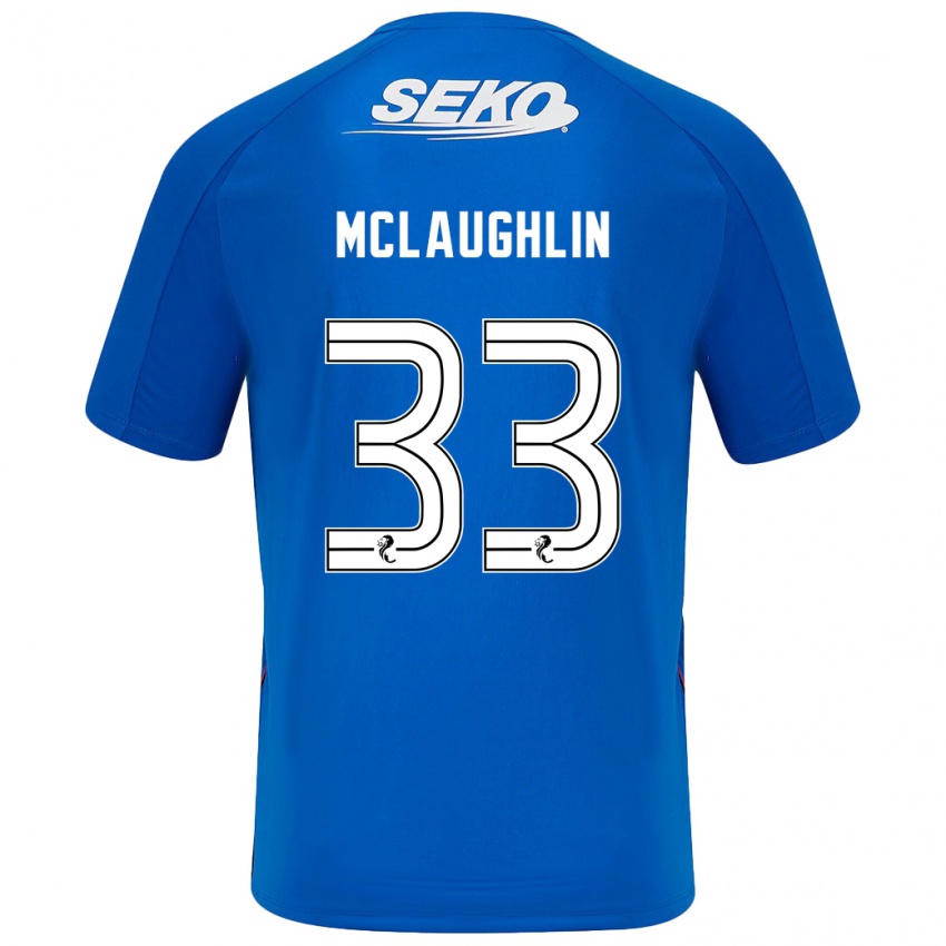 Gyermek Jon Mclaughlin #33 Sötétkék Hazai Jersey 2024/25 Mez Póló Ing