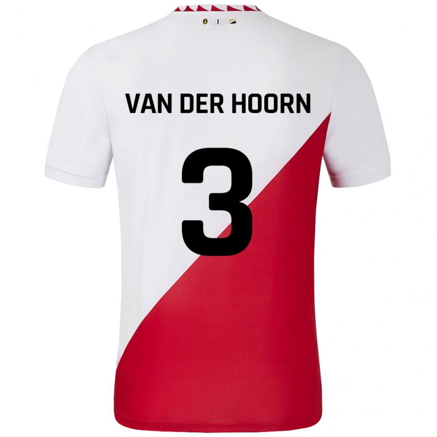 Gyermek Mike Van Der Hoorn #3 Fehér Piros Hazai Jersey 2024/25 Mez Póló Ing