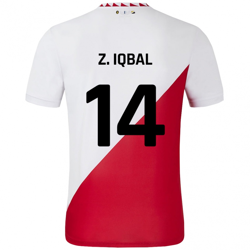 Gyermek Zidane Iqbal #14 Fehér Piros Hazai Jersey 2024/25 Mez Póló Ing