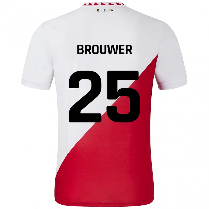 Gyermek Michael Brouwer #25 Fehér Piros Hazai Jersey 2024/25 Mez Póló Ing