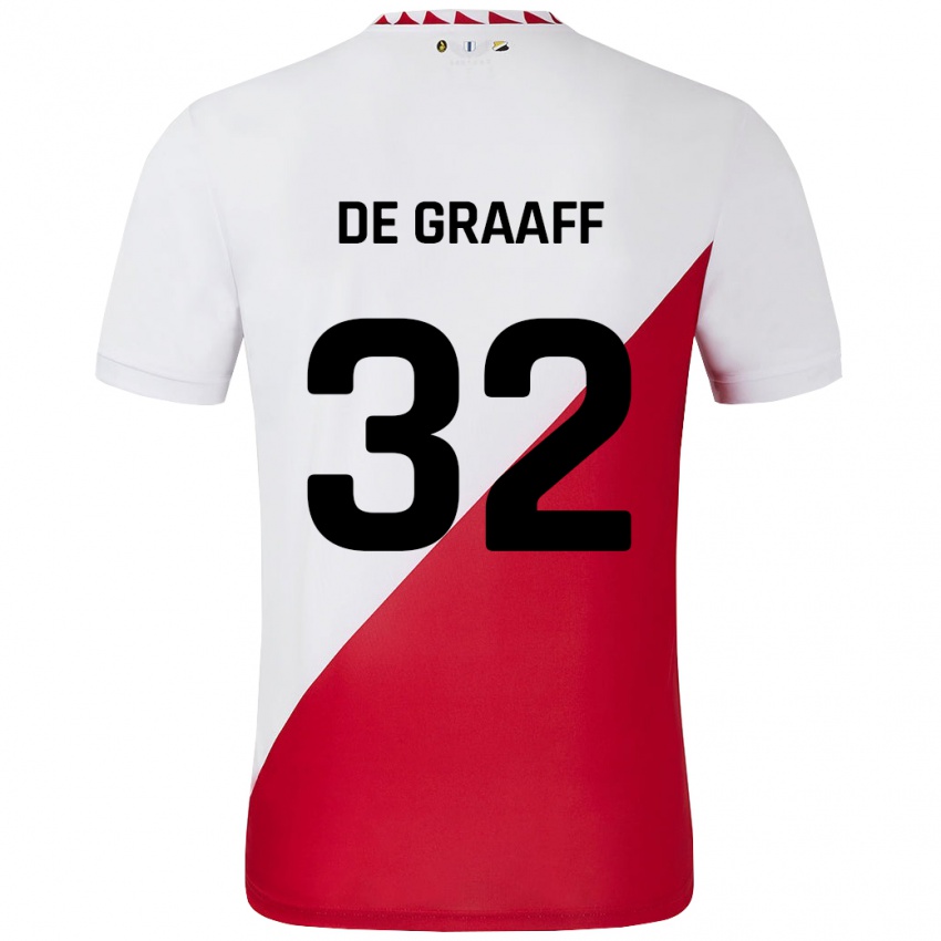 Gyermek Tom De Graaff #32 Fehér Piros Hazai Jersey 2024/25 Mez Póló Ing