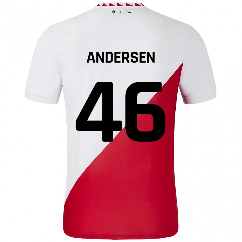 Gyermek Silas Andersen #46 Fehér Piros Hazai Jersey 2024/25 Mez Póló Ing