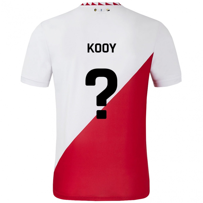 Gyermek Wessel Kooy #0 Fehér Piros Hazai Jersey 2024/25 Mez Póló Ing