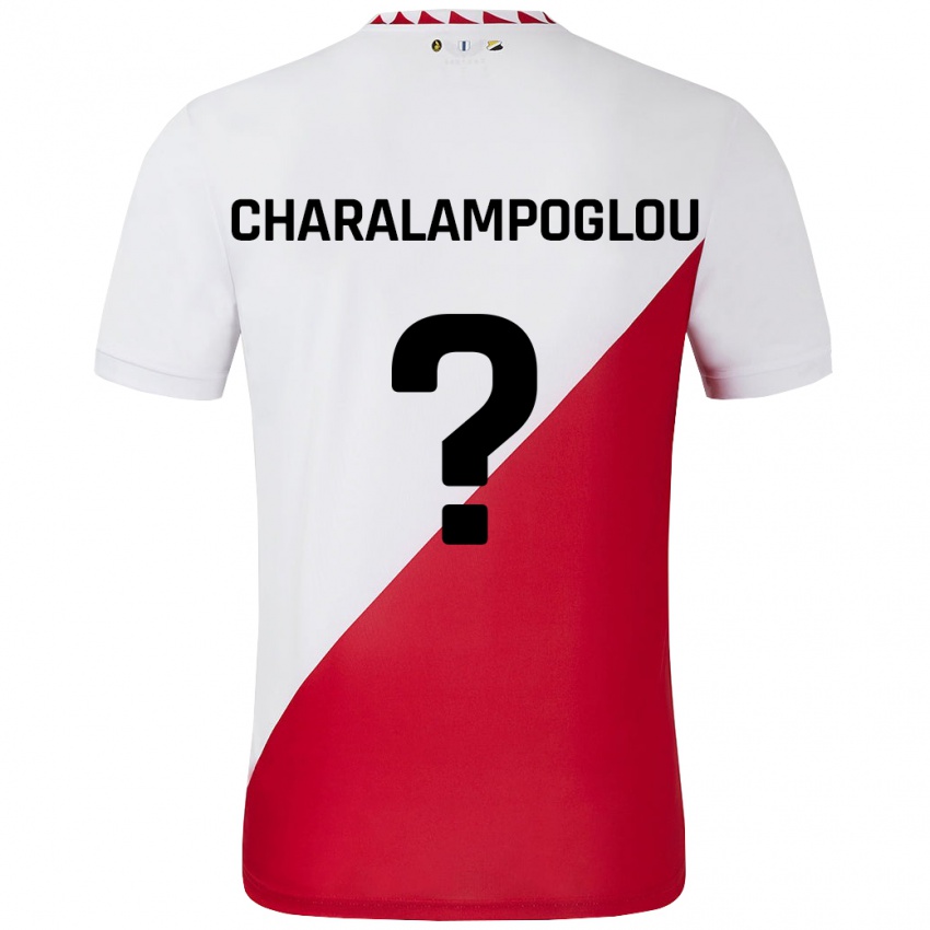 Gyermek Georgios Charalampoglou #0 Fehér Piros Hazai Jersey 2024/25 Mez Póló Ing