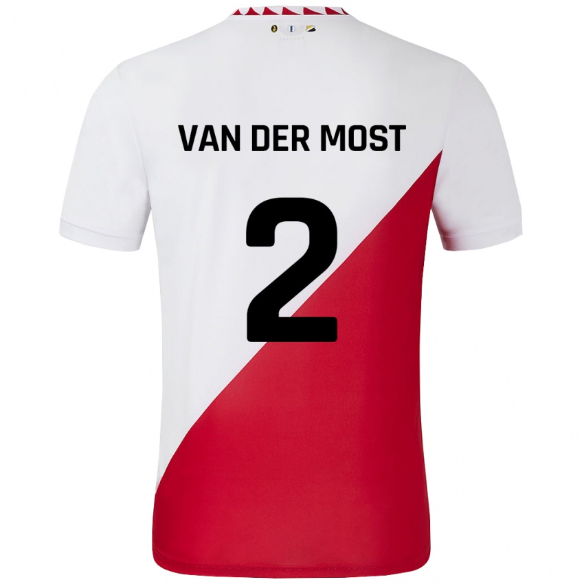 Gyermek Liza Van Der Most #2 Fehér Piros Hazai Jersey 2024/25 Mez Póló Ing