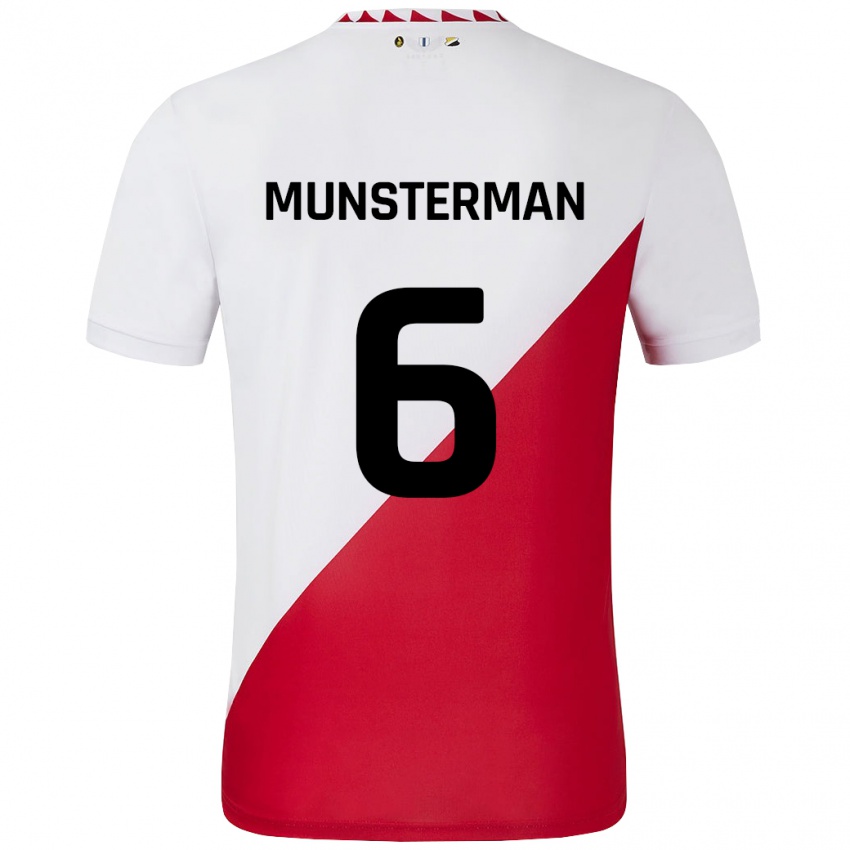 Gyermek Marthe Munsterman #6 Fehér Piros Hazai Jersey 2024/25 Mez Póló Ing