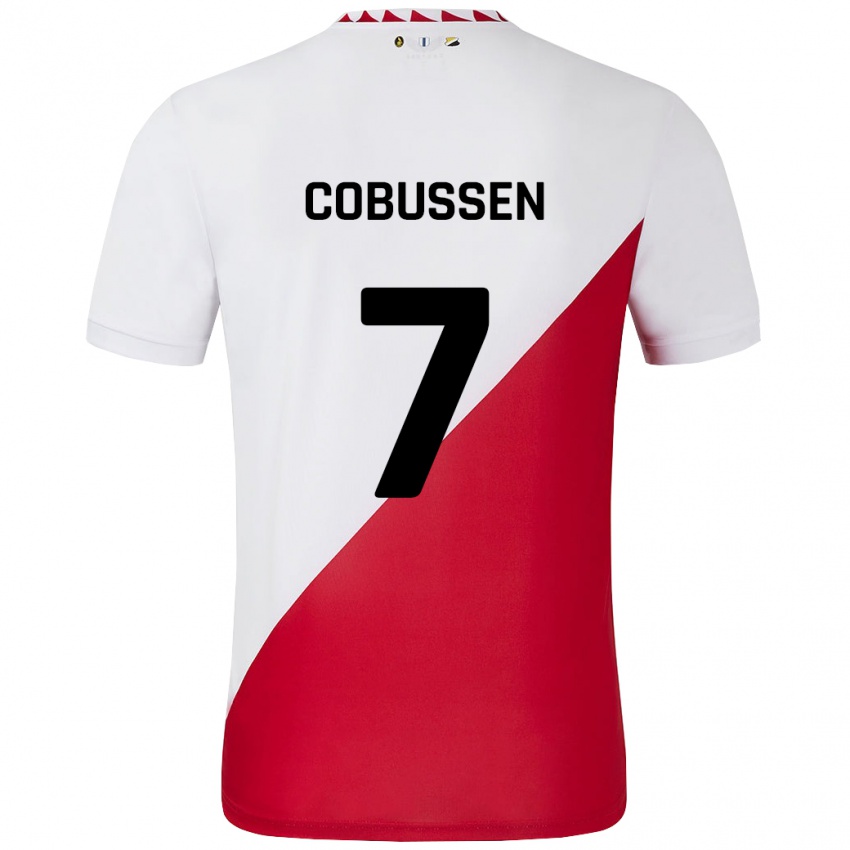 Gyermek Sophie Cobussen #7 Fehér Piros Hazai Jersey 2024/25 Mez Póló Ing