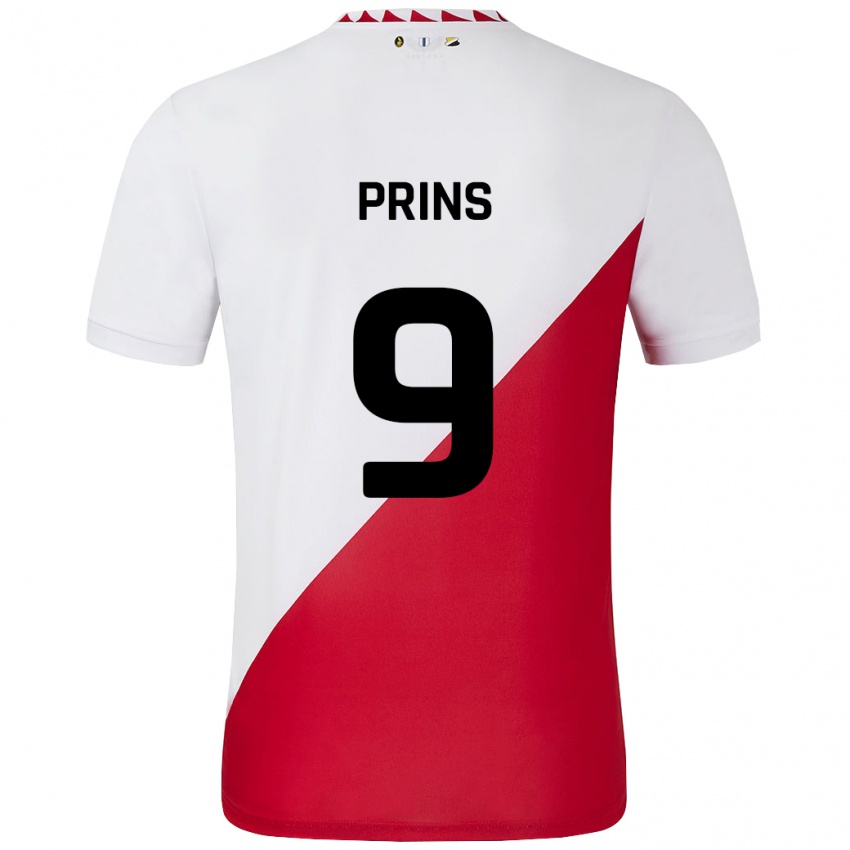 Gyermek Femke Prins #9 Fehér Piros Hazai Jersey 2024/25 Mez Póló Ing