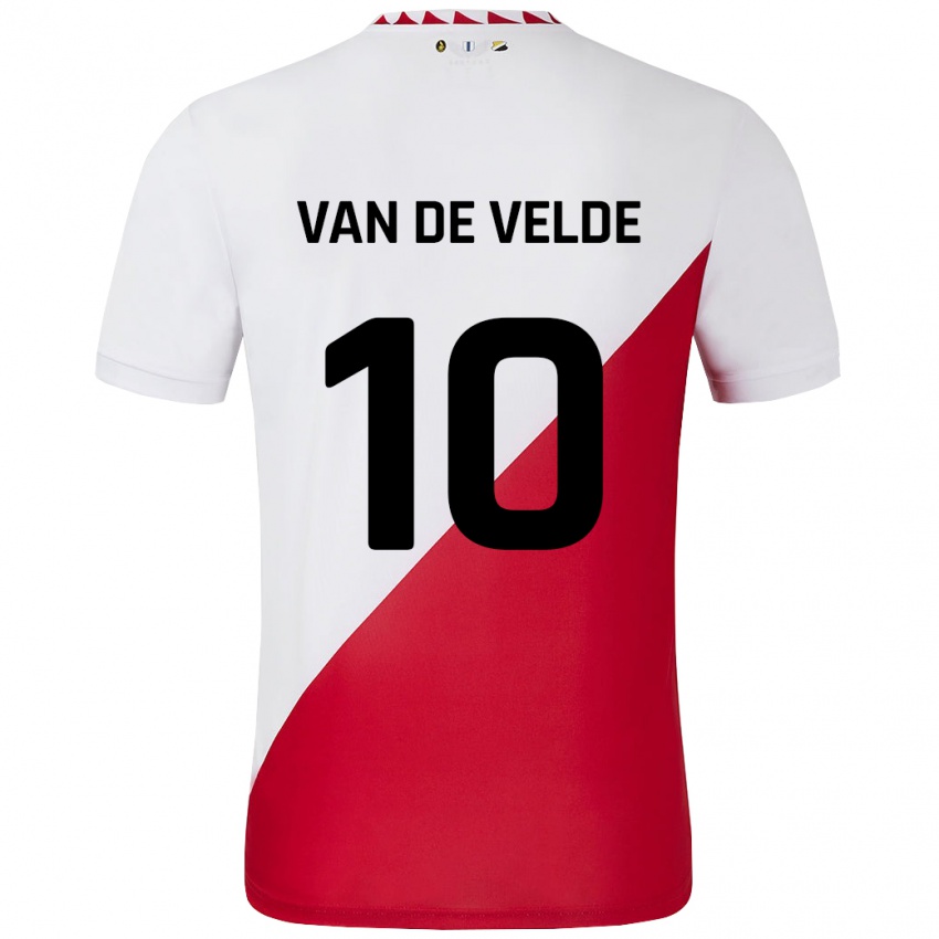 Gyermek Senne Van De Velde #10 Fehér Piros Hazai Jersey 2024/25 Mez Póló Ing