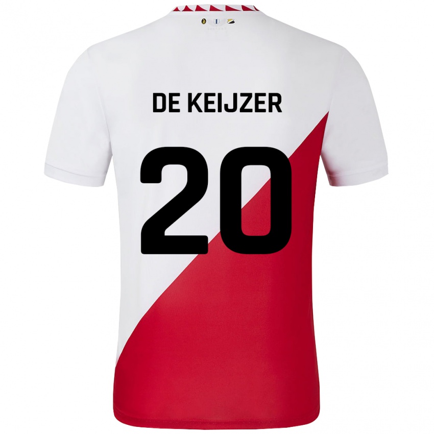 Gyermek Lotje De Keijzer #20 Fehér Piros Hazai Jersey 2024/25 Mez Póló Ing