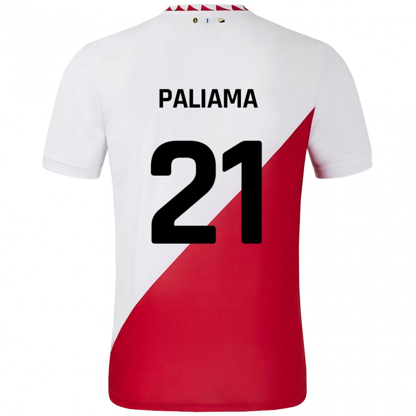 Gyermek Joni Paliama #21 Fehér Piros Hazai Jersey 2024/25 Mez Póló Ing