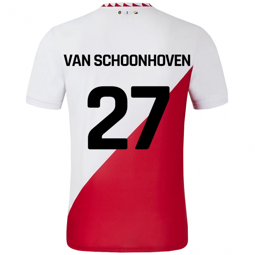 Gyermek Nurija Van Schoonhoven #27 Fehér Piros Hazai Jersey 2024/25 Mez Póló Ing