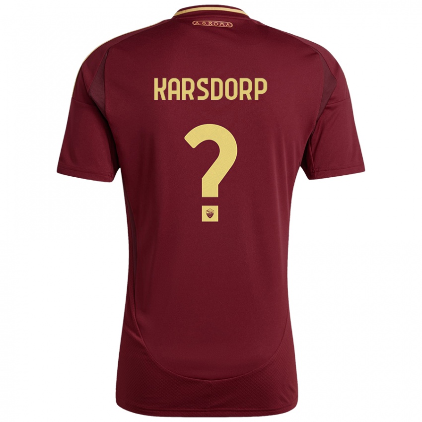 Gyermek Rick Karsdorp #0 Vörös Barna Arany Hazai Jersey 2024/25 Mez Póló Ing