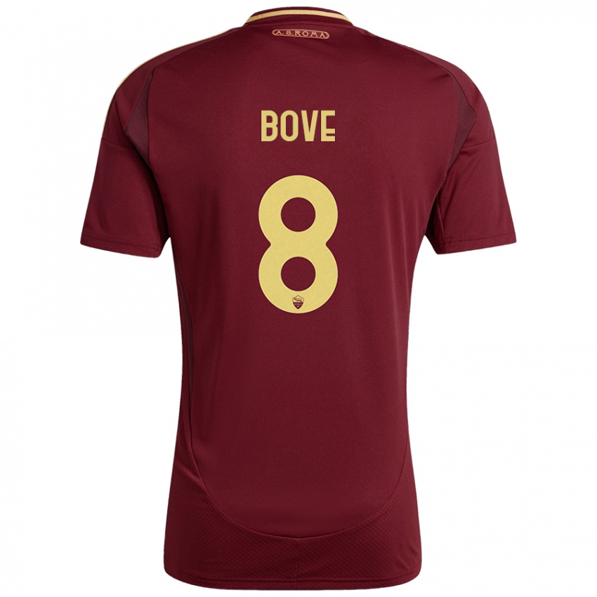 Gyermek Edoardo Bove #8 Vörös Barna Arany Hazai Jersey 2024/25 Mez Póló Ing