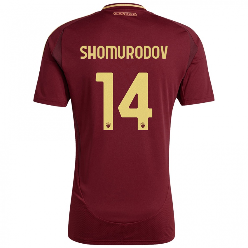 Gyermek Eldor Shomurodov #14 Vörös Barna Arany Hazai Jersey 2024/25 Mez Póló Ing