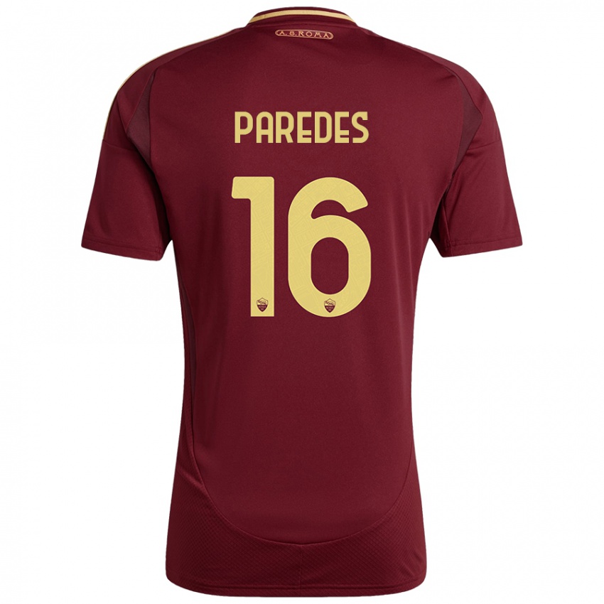 Gyermek Leandro Paredes #16 Vörös Barna Arany Hazai Jersey 2024/25 Mez Póló Ing