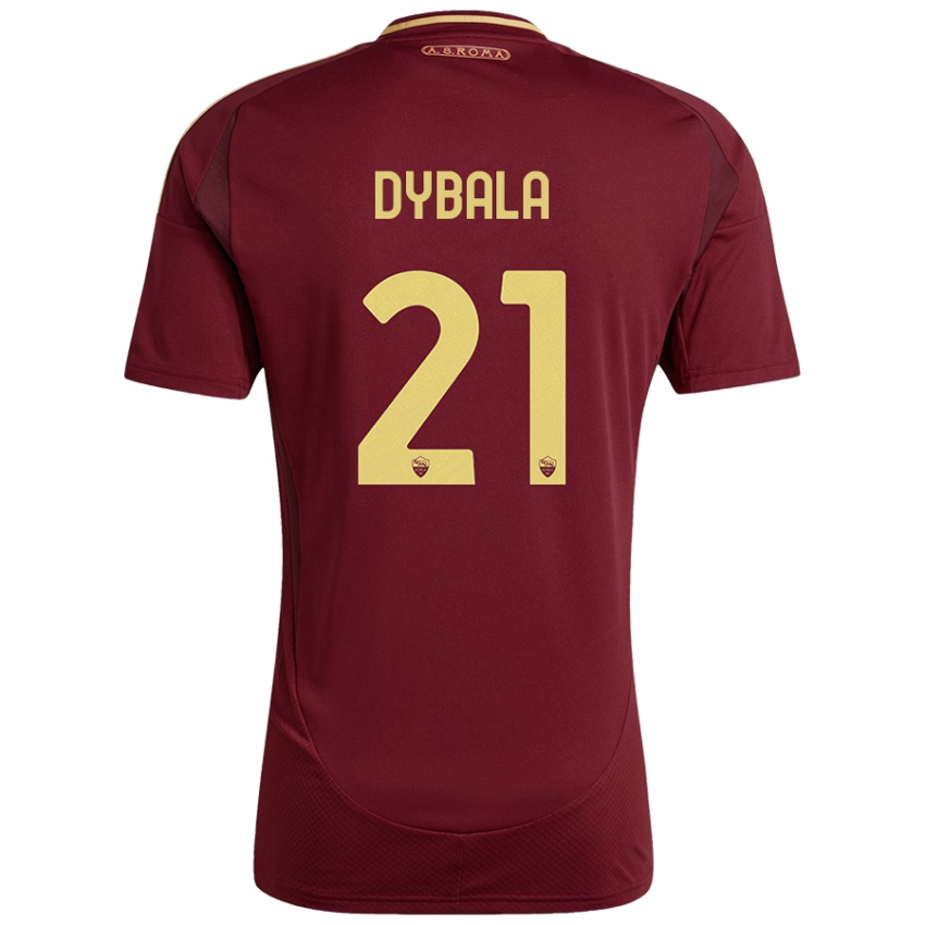 Gyermek Paulo Dybala #21 Vörös Barna Arany Hazai Jersey 2024/25 Mez Póló Ing