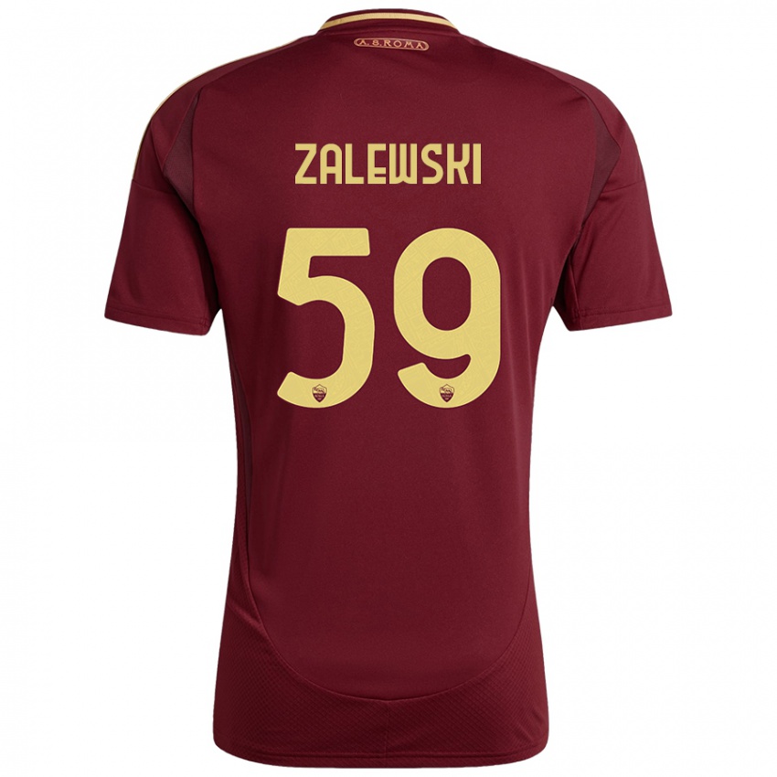 Gyermek Nicola Zalewski #59 Vörös Barna Arany Hazai Jersey 2024/25 Mez Póló Ing