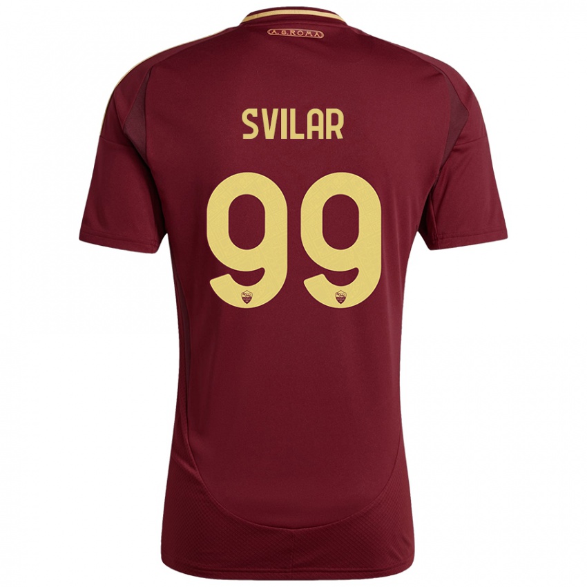 Gyermek Mile Svilar #99 Vörös Barna Arany Hazai Jersey 2024/25 Mez Póló Ing