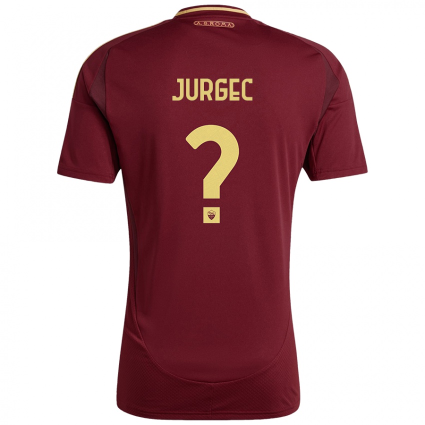 Gyermek Jan Jurgec #0 Vörös Barna Arany Hazai Jersey 2024/25 Mez Póló Ing