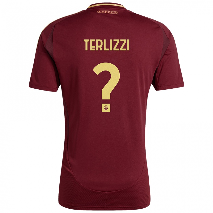 Gyermek Federico Terlizzi #0 Vörös Barna Arany Hazai Jersey 2024/25 Mez Póló Ing