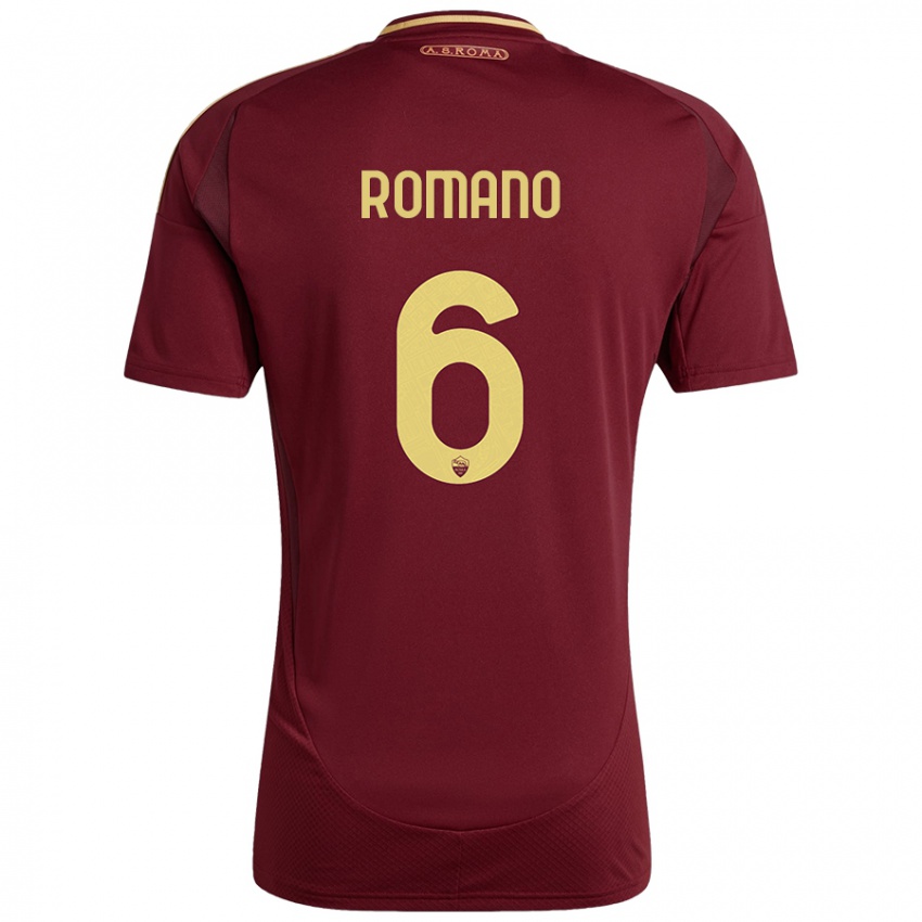 Gyermek Alessandro Romano #6 Vörös Barna Arany Hazai Jersey 2024/25 Mez Póló Ing