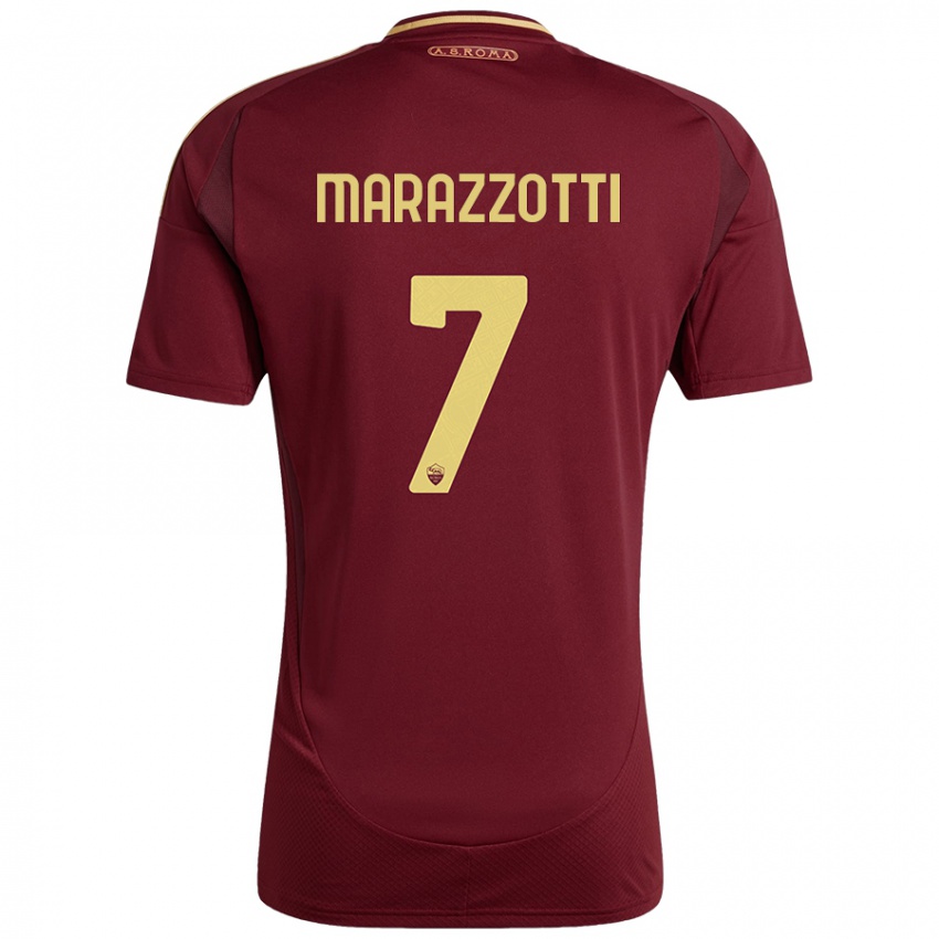 Gyermek Fabrizio Marazzotti #7 Vörös Barna Arany Hazai Jersey 2024/25 Mez Póló Ing