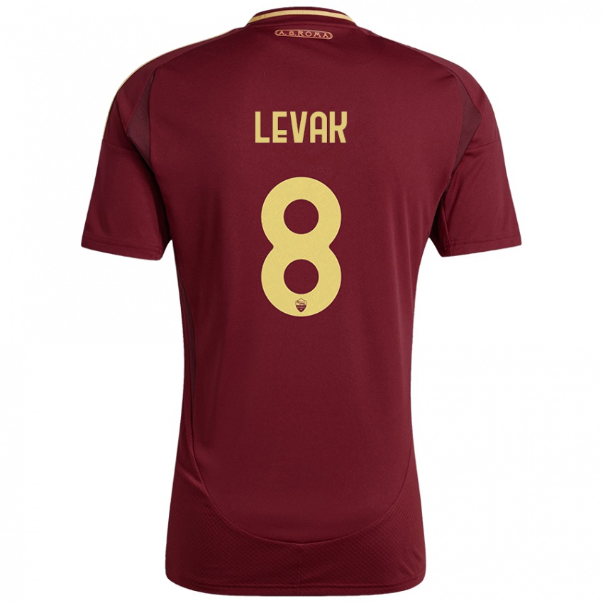 Gyermek Sergej Levak #8 Vörös Barna Arany Hazai Jersey 2024/25 Mez Póló Ing