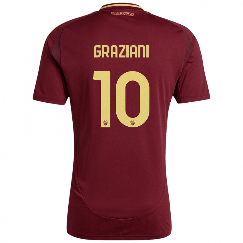 Gyermek Leonardo Graziani #10 Vörös Barna Arany Hazai Jersey 2024/25 Mez Póló Ing