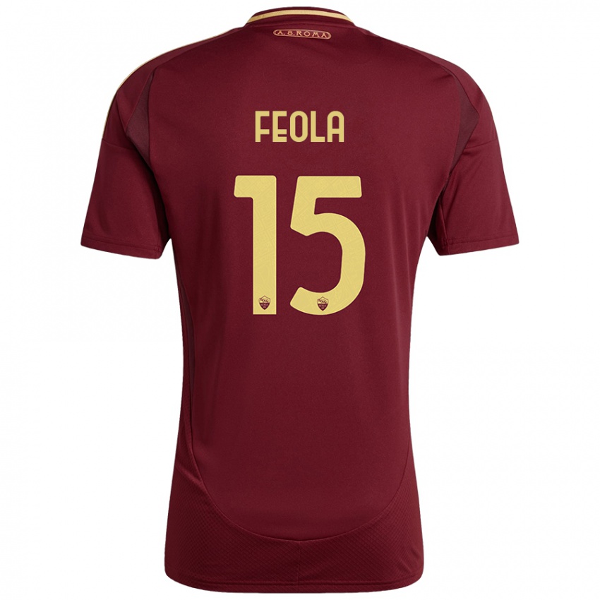 Gyermek William Feola #15 Vörös Barna Arany Hazai Jersey 2024/25 Mez Póló Ing